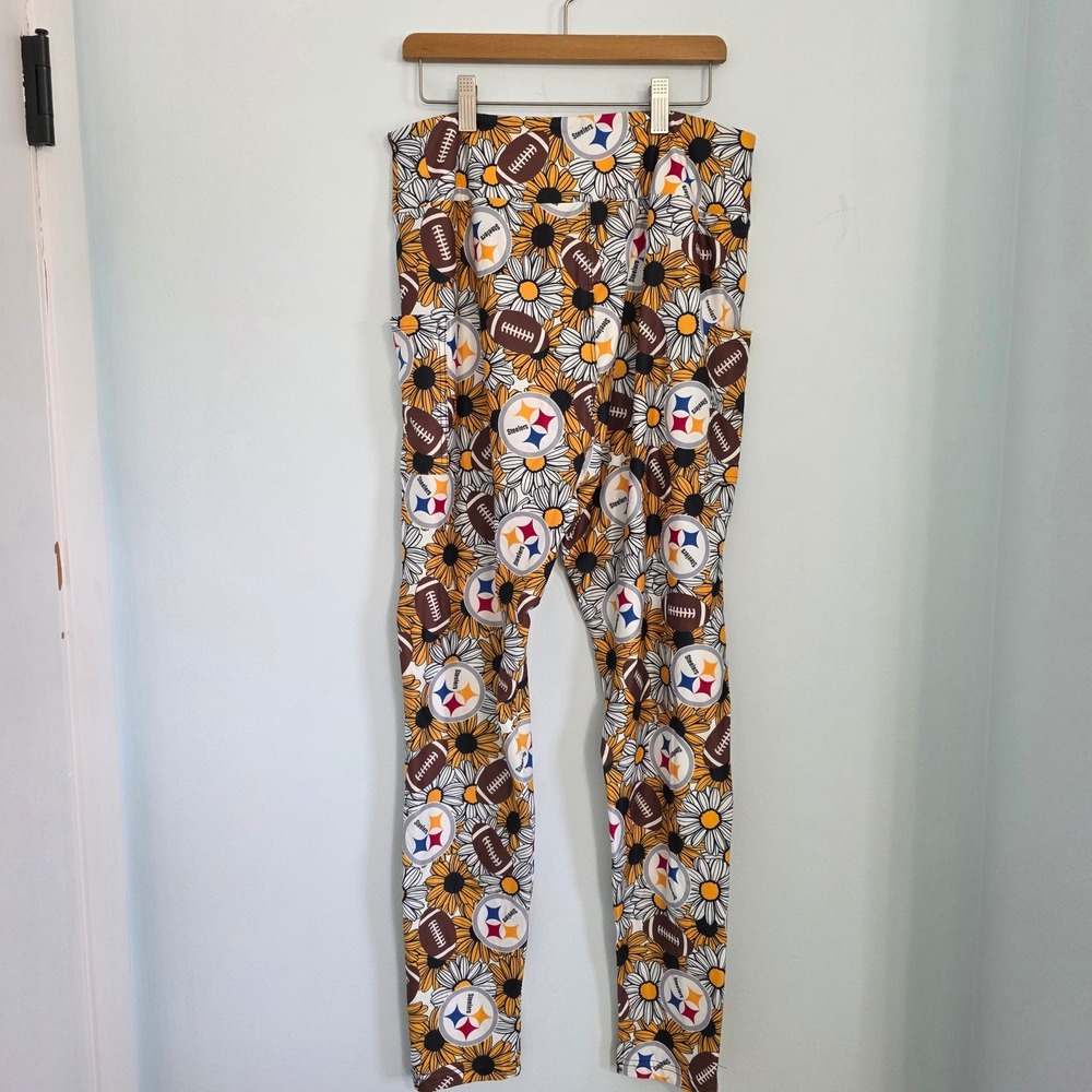 TL Clothing Pittsburg Steelers Sunflower Football Leggings Pockets TC Tall Curvy